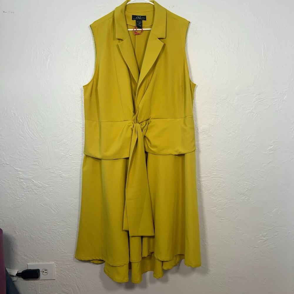 Midnight Velvet Lorna Tie-Waist Vest 2X Chartreuse Green Dress Sleeveless